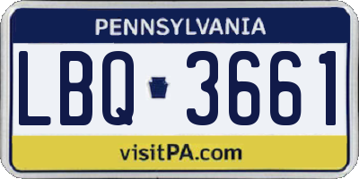 PA license plate LBQ3661