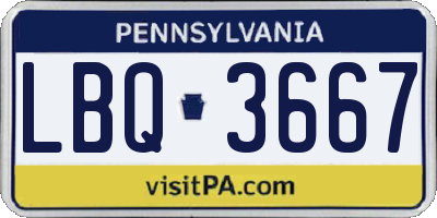 PA license plate LBQ3667