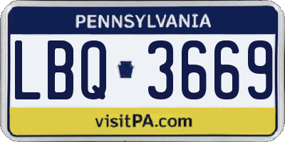 PA license plate LBQ3669
