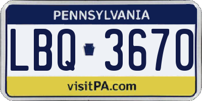 PA license plate LBQ3670