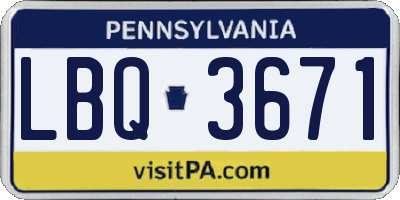 PA license plate LBQ3671