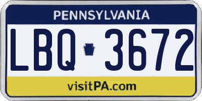 PA license plate LBQ3672