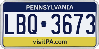 PA license plate LBQ3673