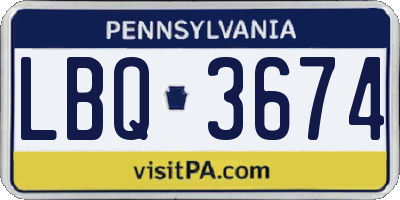 PA license plate LBQ3674