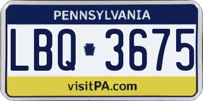 PA license plate LBQ3675