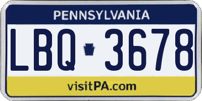 PA license plate LBQ3678
