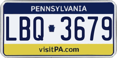 PA license plate LBQ3679