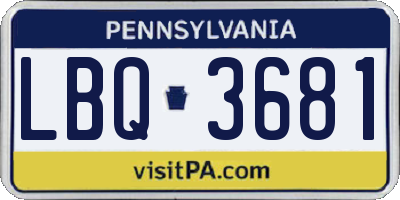 PA license plate LBQ3681