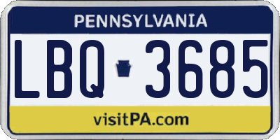 PA license plate LBQ3685