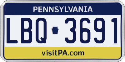PA license plate LBQ3691