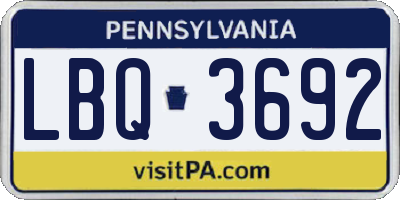 PA license plate LBQ3692