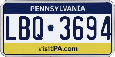 PA license plate LBQ3694