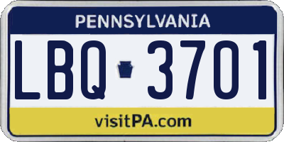 PA license plate LBQ3701