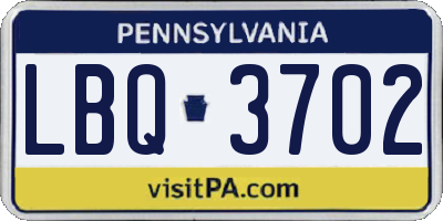 PA license plate LBQ3702