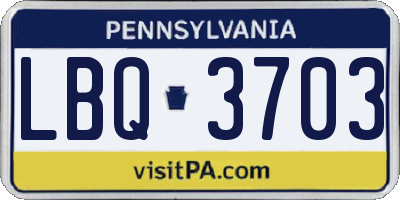 PA license plate LBQ3703