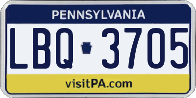 PA license plate LBQ3705