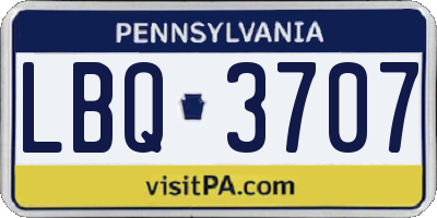 PA license plate LBQ3707