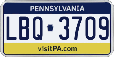 PA license plate LBQ3709