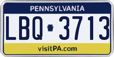 PA license plate LBQ3713