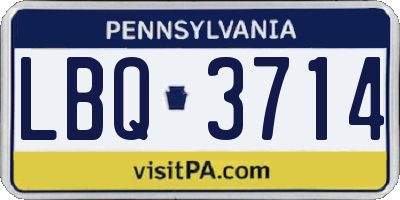 PA license plate LBQ3714