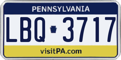 PA license plate LBQ3717