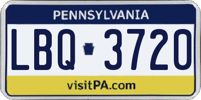 PA license plate LBQ3720