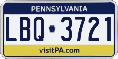 PA license plate LBQ3721