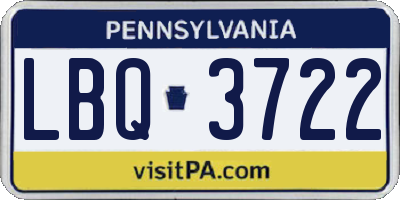 PA license plate LBQ3722