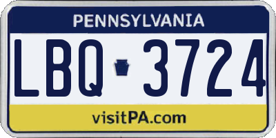 PA license plate LBQ3724