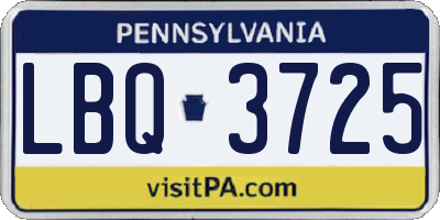 PA license plate LBQ3725