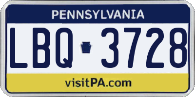 PA license plate LBQ3728