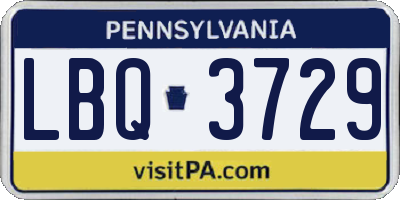 PA license plate LBQ3729