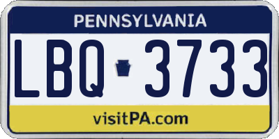 PA license plate LBQ3733