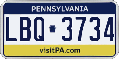 PA license plate LBQ3734