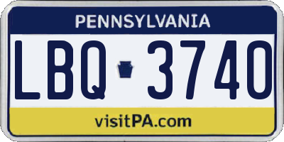 PA license plate LBQ3740