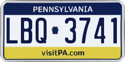 PA license plate LBQ3741