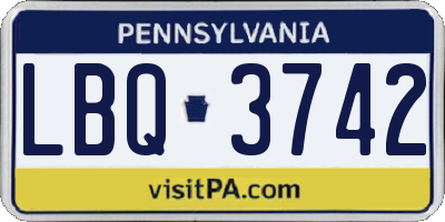 PA license plate LBQ3742