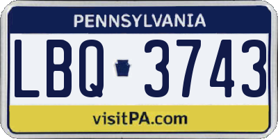 PA license plate LBQ3743