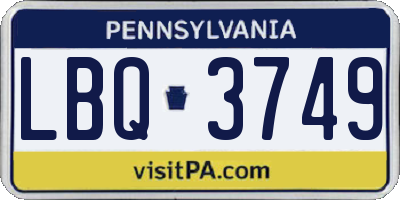 PA license plate LBQ3749