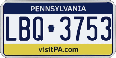 PA license plate LBQ3753