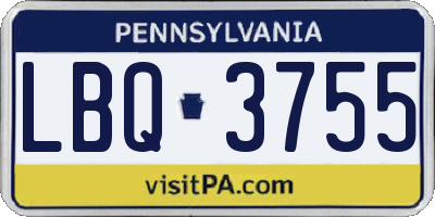 PA license plate LBQ3755