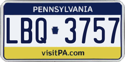 PA license plate LBQ3757