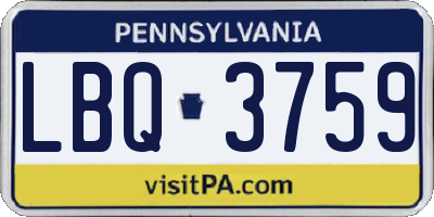 PA license plate LBQ3759