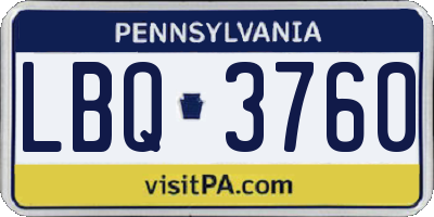 PA license plate LBQ3760