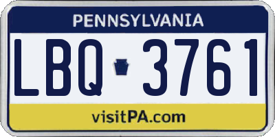 PA license plate LBQ3761