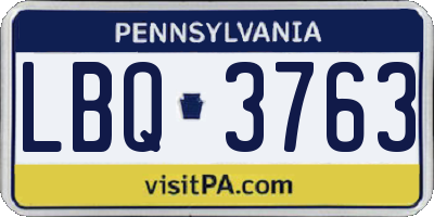 PA license plate LBQ3763