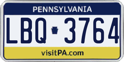 PA license plate LBQ3764