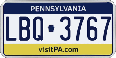 PA license plate LBQ3767