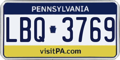 PA license plate LBQ3769