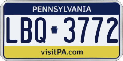 PA license plate LBQ3772
